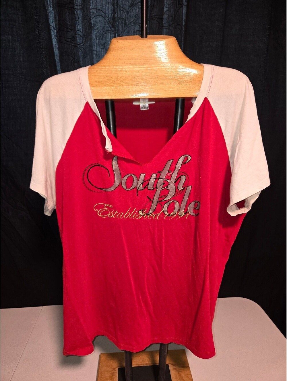 South Pole Red and White Raglan Sleeve T-Shirt Size 2X